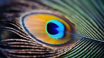 Obraz premium Vibrant peacock feather close-up