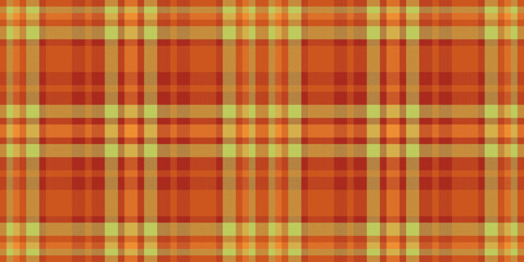 Windowpane pattern vector tartan, overlay plaid fabric textile. Jersey texture background seamless check in orange and red colors.