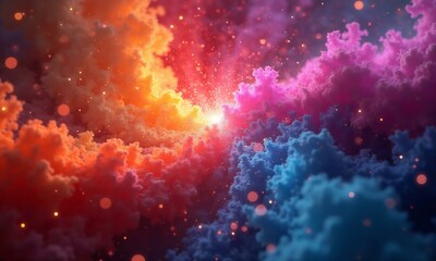 Naklejka premium Vibrant colors chaotic shapes a futuristic fantasy generated by 
