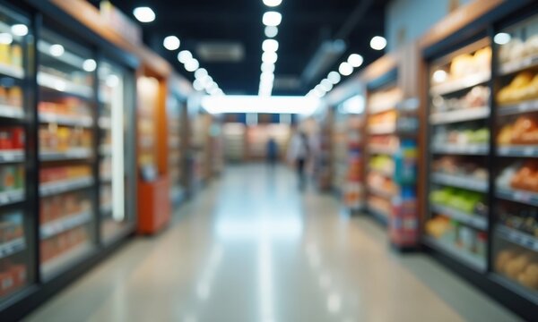 Background of the interior of a supermarket out of focus