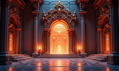Obraz premium Ornate altar entrance ancient elegance indoors generated by 