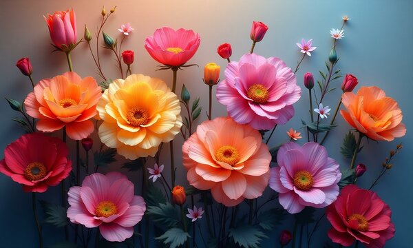 Floral elegance pnted in multi colored fantasy generated by 