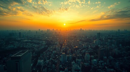 Fototapeta premium Breathtaking Cityscape Sunrise Over Urban Horizon