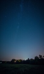 Starry clear sky view with nature landscape