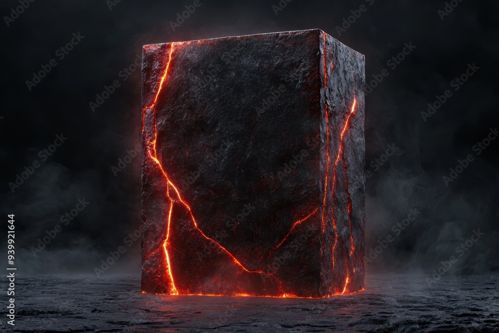 Canvas Prints Glowing Molten Rock Cube