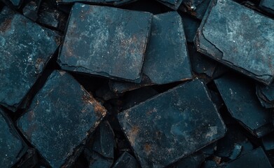 Broken glass shards in dark teal color