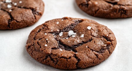 Delicious homemade chocolate cookies with sea salt