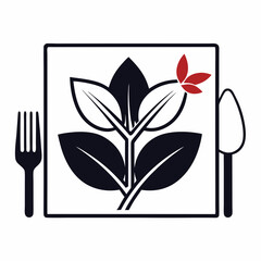 Fork spoon natural logo for restaurant vector art