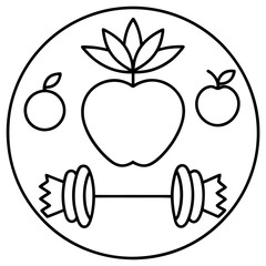 Healthy lifestyle line art pattern
