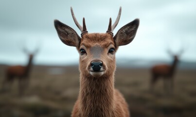 Closeup portrait of a majestic deer in the wild