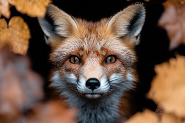Fototapeta premium Close-up portrait of a curious red fox