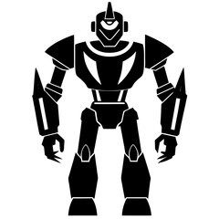 Robot silhouette vector art illustration