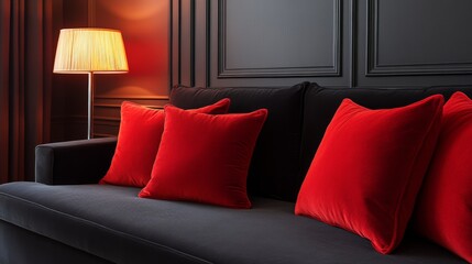 Sophisticated Interior with Red Accents