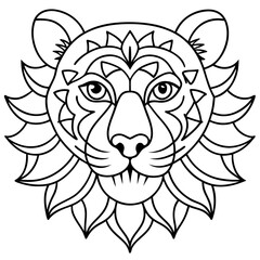 Tiger Face Mandala Coloring Page for adult and kids 