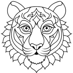 Tiger Face Mandala Coloring Page for adult and kids 