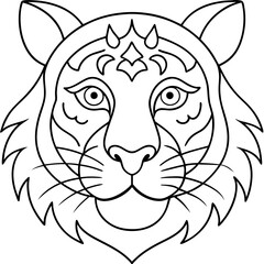 Tiger Face Mandala Coloring Page for adult and kids 