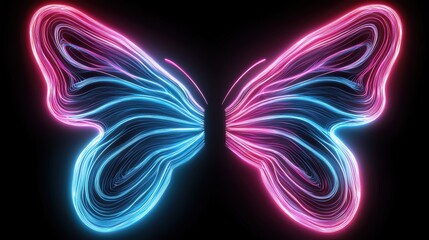 Vibrant neon butterfly with flowing wings