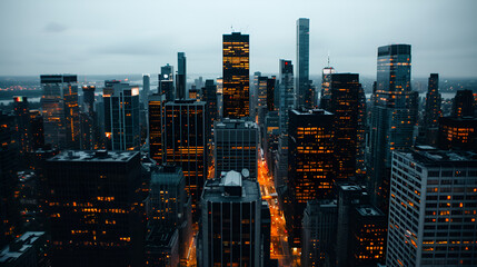 Obraz premium Aerial View City Night