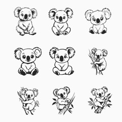 Baby Koala SVG Vector Bundle, Animal SVG