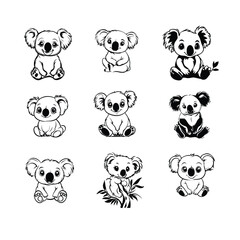 Baby Koala SVG Vector Bundle, Animal SVG