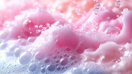 Pink and White Foamy Bubbles and Lather Close Up