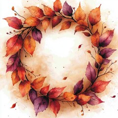 Watercolor Autumn Leaves Wreath