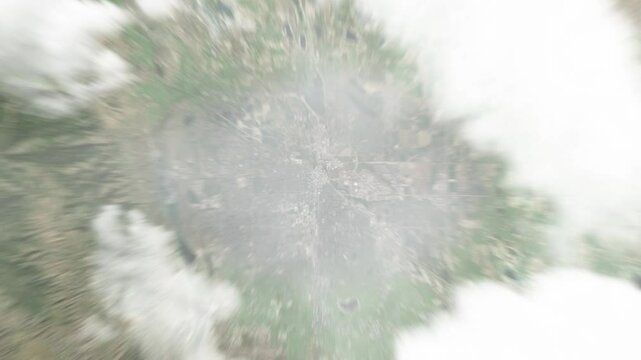 Earth zoom in from space to Fort Collins, Colorado, USA. Followed by zoom out through clouds and atmosphere into space. Satellite view. Travel intro. Images from NASA