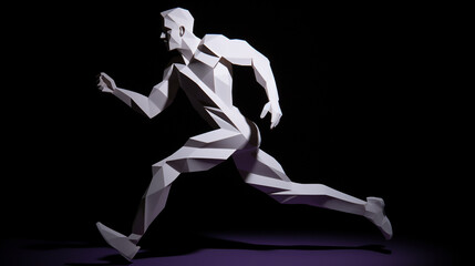 Obraz premium running man made of paper