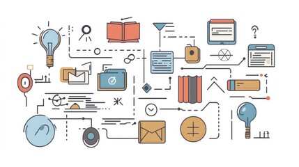 Fototapeta premium Education infographic with icons for different learning platforms, including MOOCs and online courses
