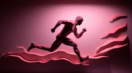 Fototapeta premium running man made of paper