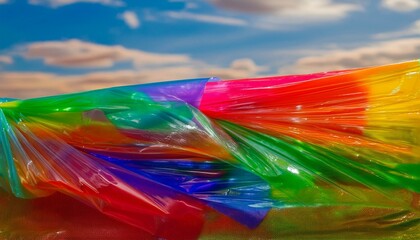 Obraz premium 형형색색의 무지개빛 플라스틱 필름
