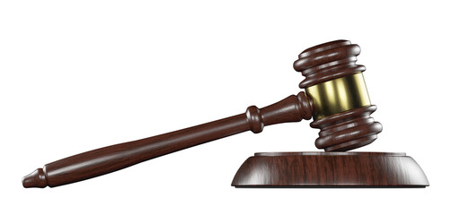 Wooden Gavel Isolated. Transparent PNG.