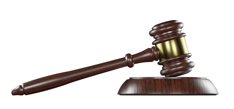 Wooden Gavel Isolated. Transparent PNG.