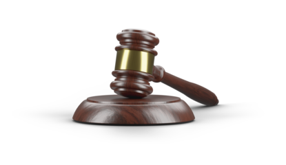 Wooden Gavel Isolated. Transparent PNG.