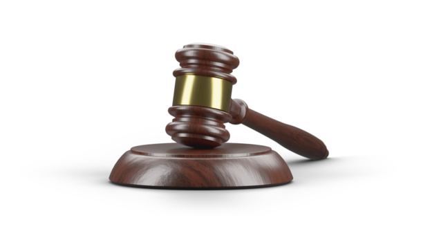 Wooden Gavel Isolated. Transparent PNG.