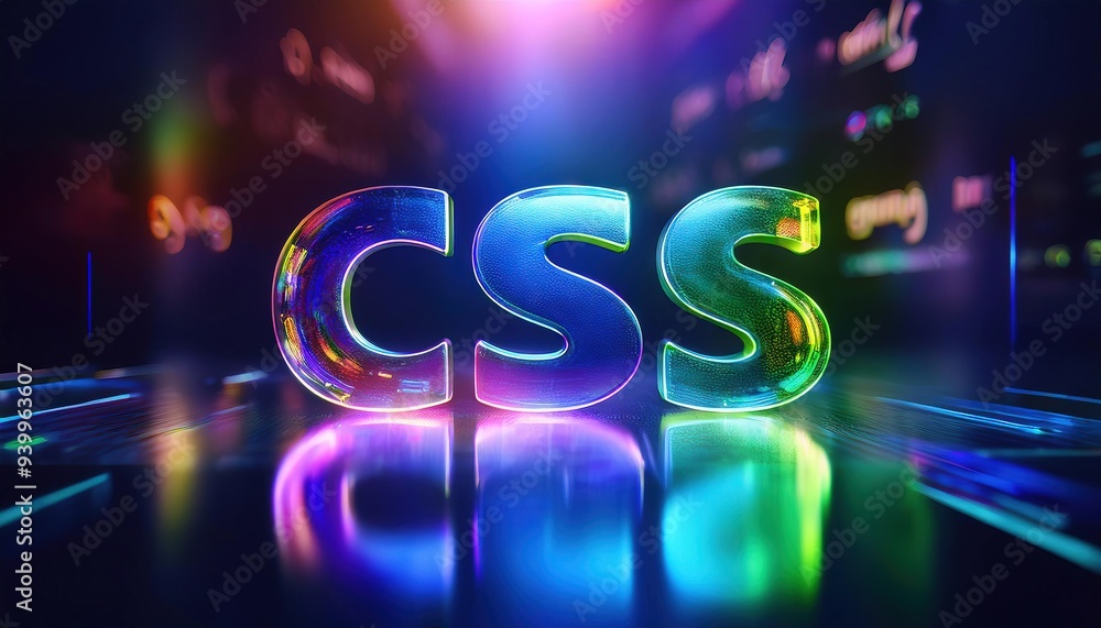 Poster css logo in colorful 3d design for web development