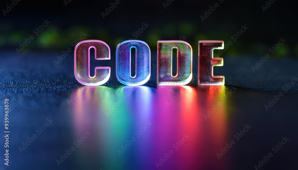 Poster illuminated letters displaying the word 'code'