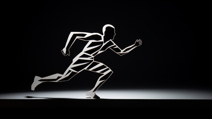 Obraz premium running man made of paper
