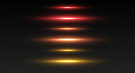 Glowing lines, neon in motion light effect. Shiny beam or ray, abstract speed lines. Vector illustration.