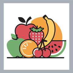 Fruits silhouette icon set, symbol style, Fruits Apple, banana, orange, mango, grape, pineapple, strawberry, watermelon, pear, cherry, kiwi, blueberry, papaya, peach, pomegranate silhouette