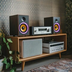 retro tv and speakers
