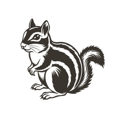 Fototapeta premium Adorable Chipmunk Silhouette Vector Clipart, Squirrel Icon, Rodent Illustration, Woodland Animal Graphic, Nature Wildlife, Black and White Animal Design, Forest Critter, Nature Art, Wildlife Vector