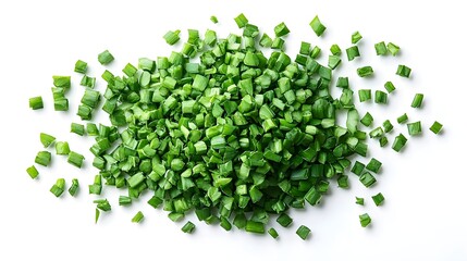 Fresh Chopped Green Onions on White Background.