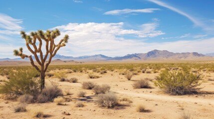 Beautiful desert plains with grass accompanied by blue skies