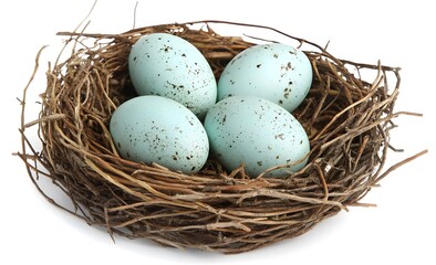Fototapeta premium Bird Nest with Blue Eggs.