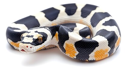 Naklejka premium Black and White Snake with Orange Pattern.
