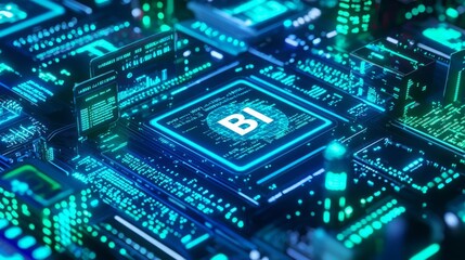 Fototapeta premium Business Intelligence Data analysis Data mining A high-tech command center with holographic dashboards displaying complex data analysis and mining operations