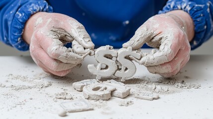 Hands molding and shaping clay, with concept of creativity, craftsmanship, and artistic expression