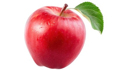 Red Apple with Leaf