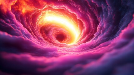 Naklejka premium Abstract Vortex Tunnel of Pink and Yellow Clouds